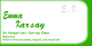 emma karsay business card